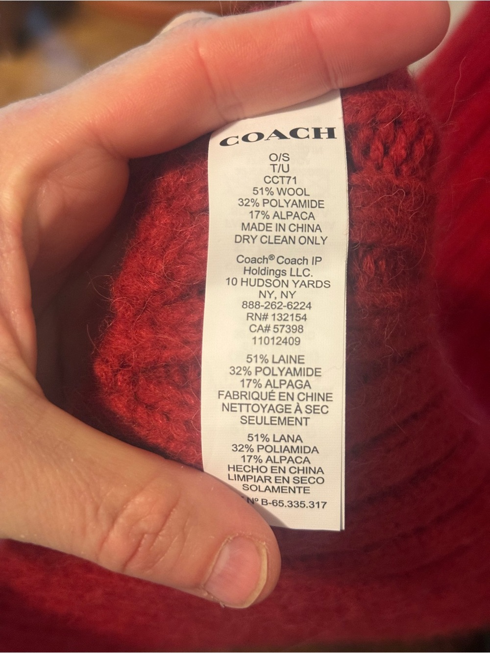 Coach Alpaca Wool Blend Matching Beanie & Scarf- Red - Picture 8 of 10